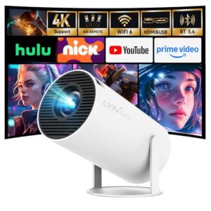 TV im Spiegel: Moderne Wandmontage und Spiegeloptiken für perfektes TV-Design Mini Projektor Beamer mit WLAN und Bluetooth, Android 11 integriert, 1080P 4K Unterstützung, Tragbarer Projektor LYNCAST 180° schwenkbar Upgrade Projektor für Heimkino, Outdoor Einsatz HY300 Pro