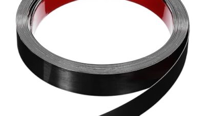 QUARKZMAN 6m x 25mm Zierleisten Selbstklebend, Wandleisten zum Aufkleben und Anbringen von Rahmen, Edelstahlleiste mit gebürstetem Finish für Wand, Decke, Schrank, Fliesenkante, Schwarz