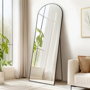 SONGMICS Ganzkörperspiegel, 160 x 50 cm, gewölbter Standspiegel, Rahmen aus Aluminiumlegierung, Hartglas, für Schlafzimmer, Wohnzimmer, Garderobe, tintenschwarz LFM031B01