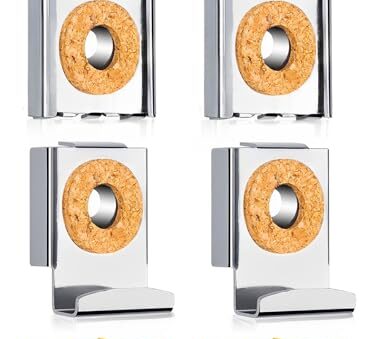 WJUAN Spiegelhalterung Wand 4 Stück – Höhenverstellbare Spiegelbefestigung mit Kork für 4-6mm schwere Spiegel bis 20kg – Spiegelklammern & Spiegelaufhängung Set für Bad & Zimmer
